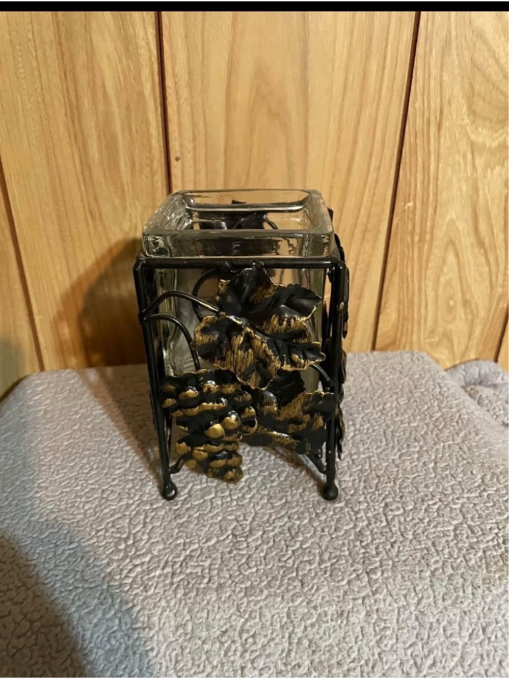 Decorative Black and Gold Grapevine Candle Holder